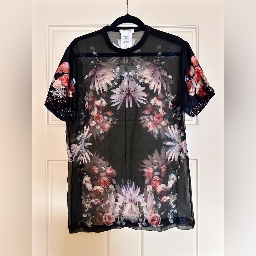 Givenchy Bird of Paradise Black Seethrough Silk Dress FR 34 Fits Small or US 4